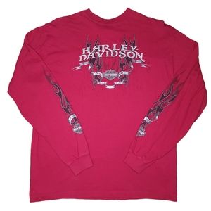 Harley davidson HD Motorcycles red flame long sleeve shirt 2002 size large